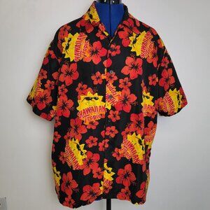 Hawaiian Tropic Branded Mens Short Sleeve Button Down Collar Shirt L